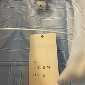 A New Day Light Blue Striped Shirtdress